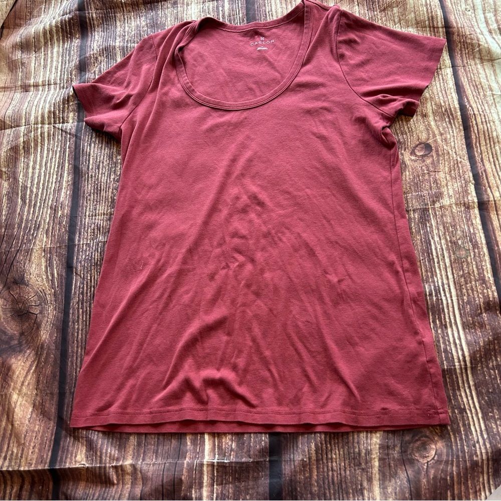 Women’s Caslon Solid Red Scoop Neck Top 2X